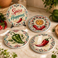 Chili Pepper Decor Coaster Set, Colorful Ceramic with Fun Designs