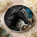Horse Coaster, Black Ceramic with Art Glass Style Design