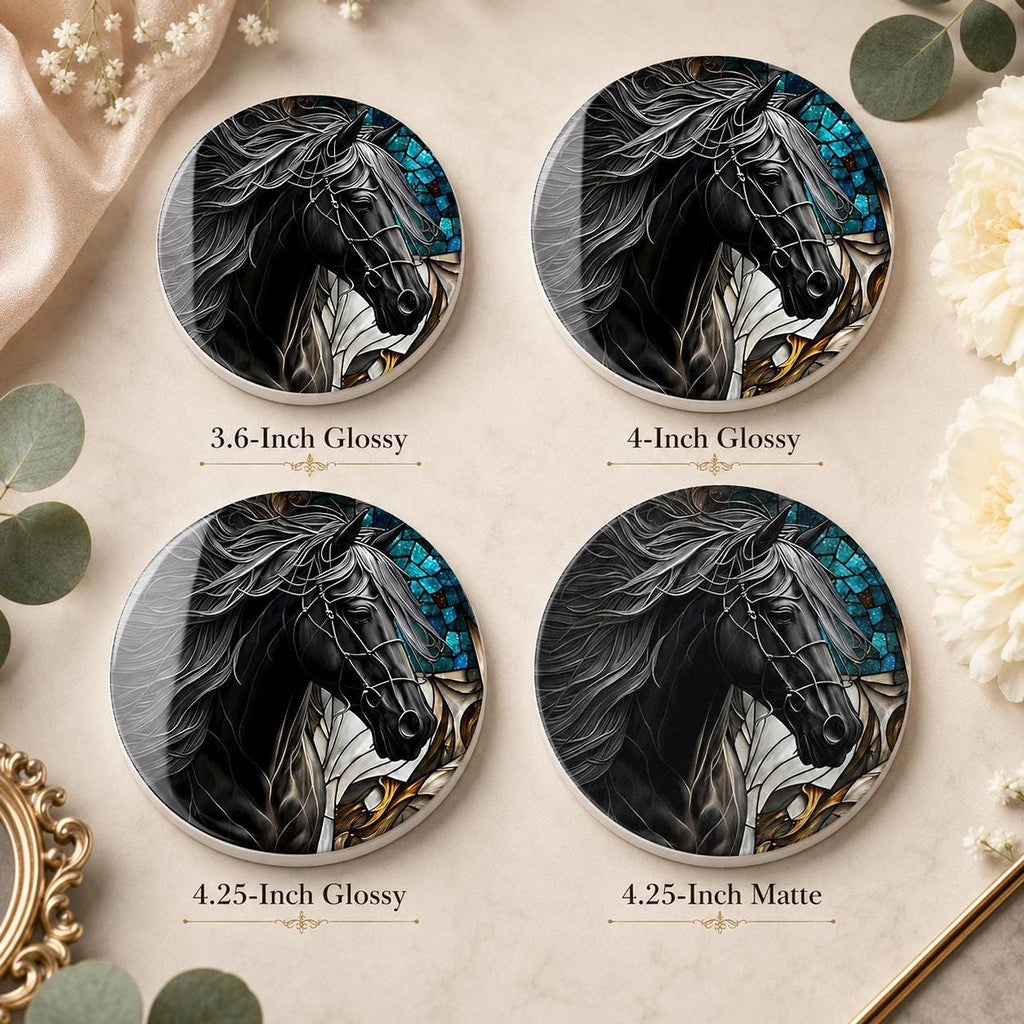 Horse Coaster, Black Ceramic with Art Glass Style Design