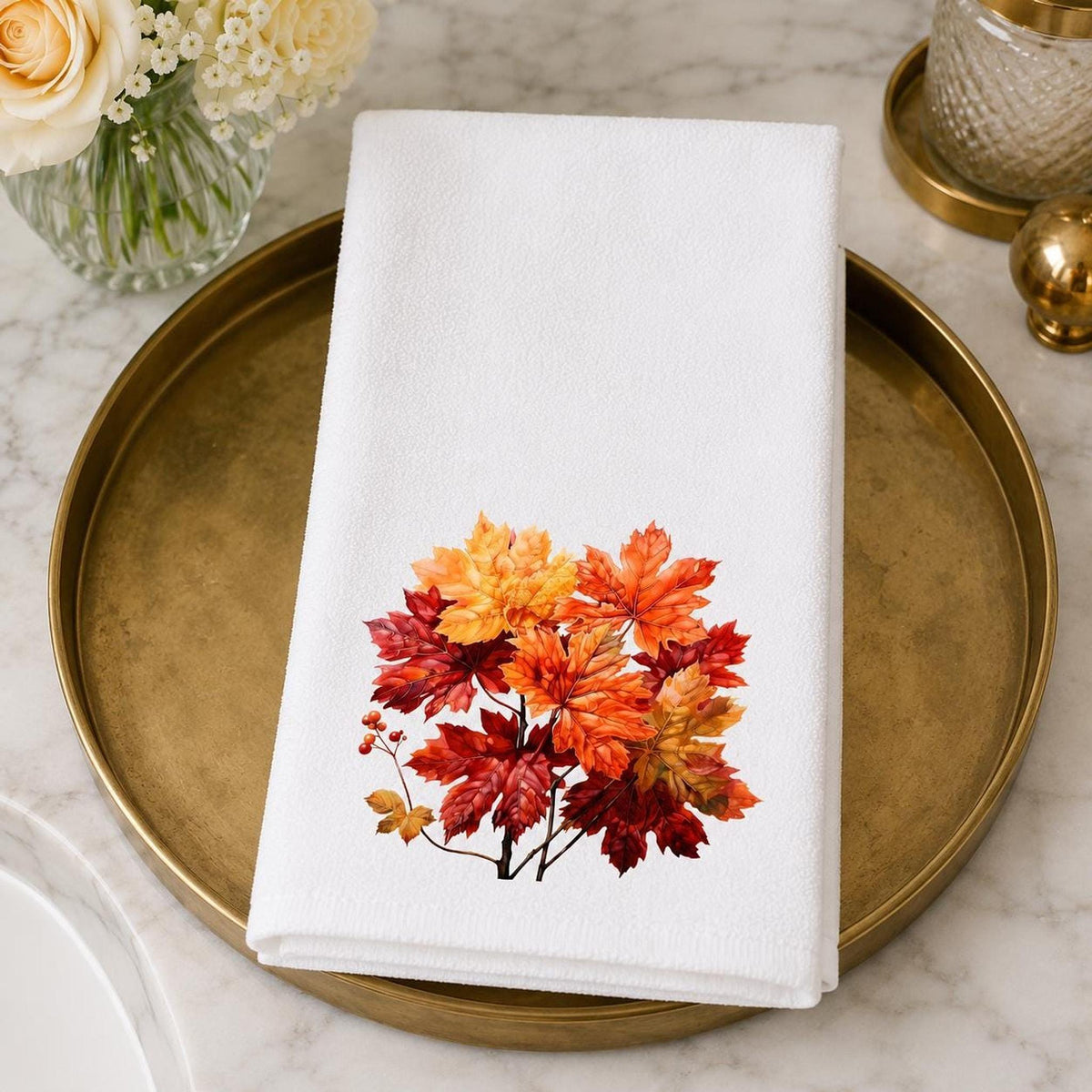 Autumn Hand Towel with Vibrant Fall Colors, Decorative Bathroom