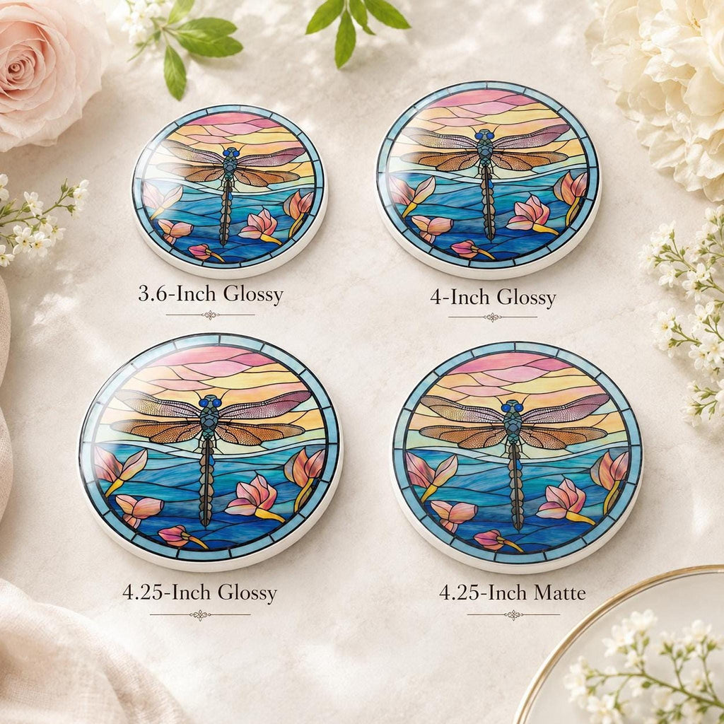 Dragonfly Coaster, Floral Drink Mat with Water Lily Design