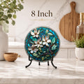 Floral Glass Cutting Board, Round Tempered Charcuterie Tray