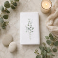Eucalyptus Fingertip Towel, Botanical Guest Bath Decor, White Powder Room Accent