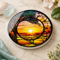 Sunrise Sunset Ceramic Coaster: Printed Design, Nature Home Decor