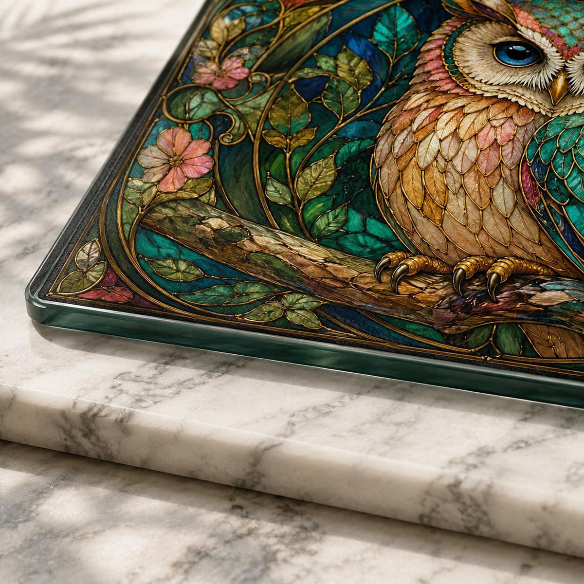 Owl Cutting Board, Stained Glass Inspired Charcuterie Tray