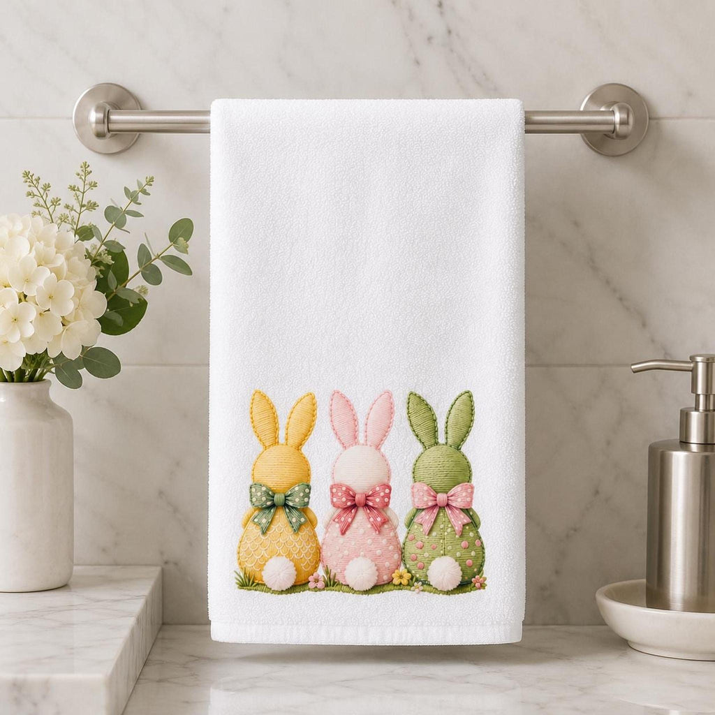 Bunny Hand Towel for Spring Decor, Adorable Easter Home Accent