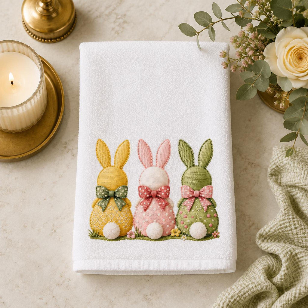 Bunny Hand Towel for Spring Decor, Adorable Easter Home Accent