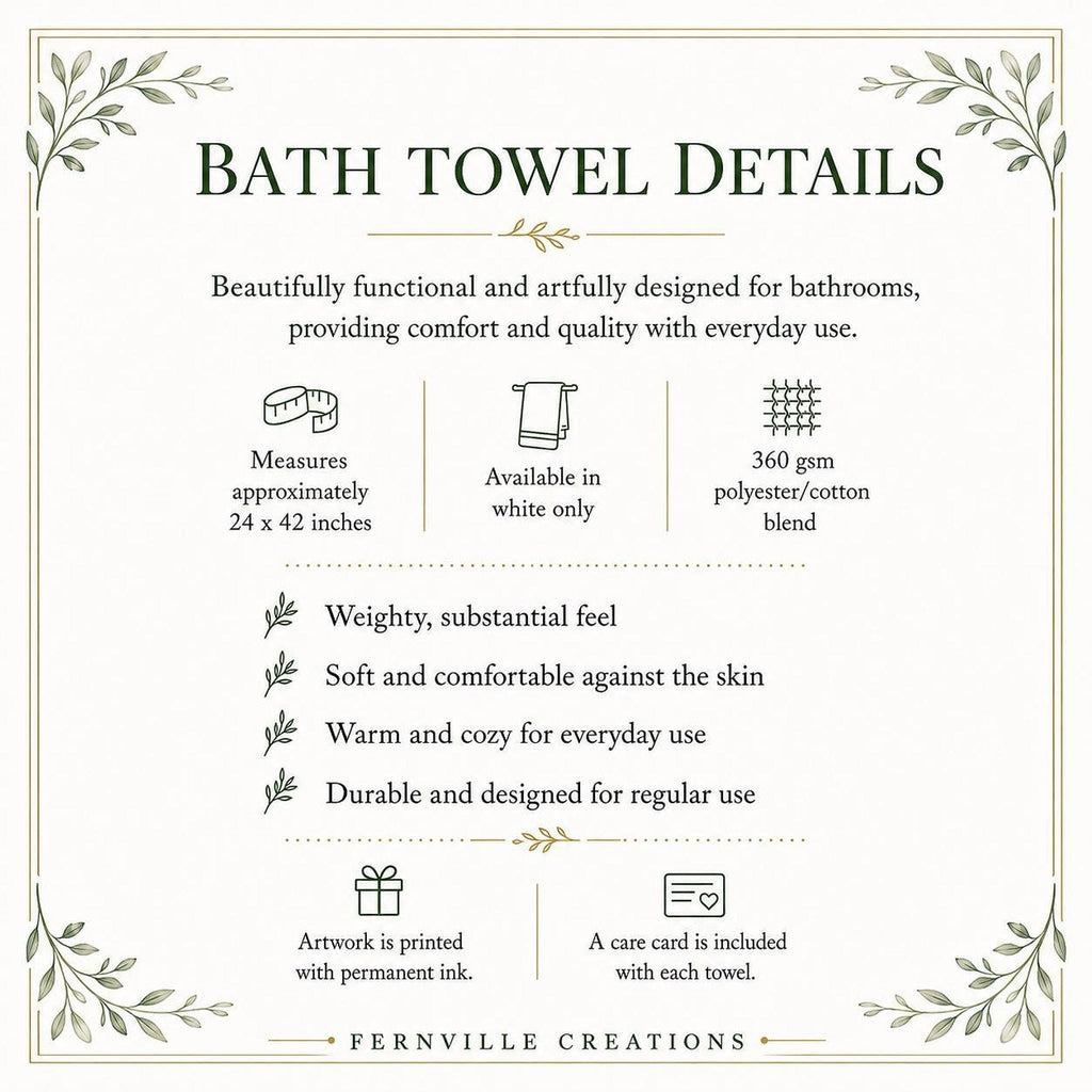 Blue Heron Towel, Elegant Bird Design on Soft Cotton Terrycloth