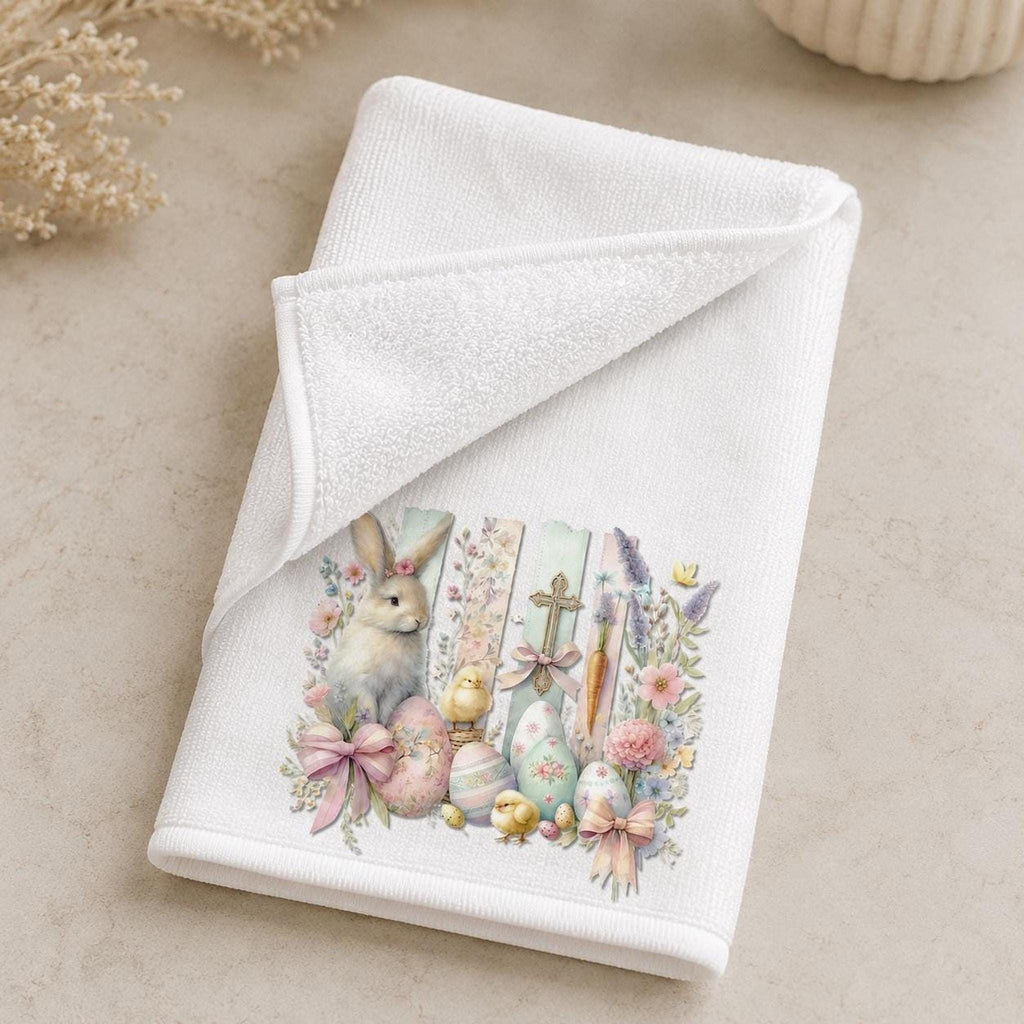 Easter Towel with Bunny Design, Spring Fingertip for Guest Bath