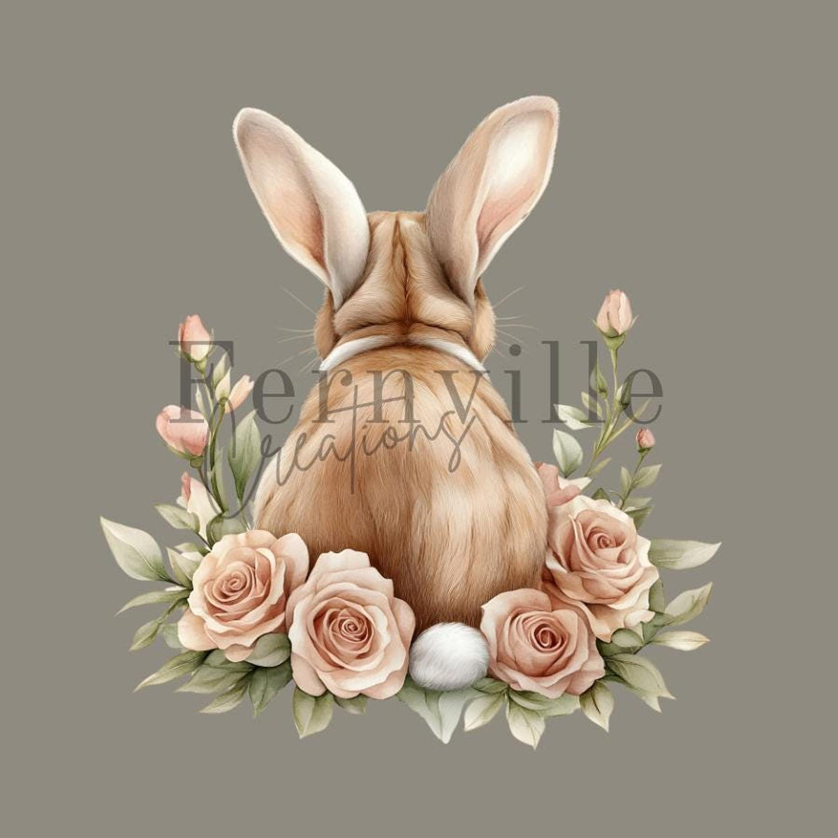 Bunny Bath Towel, Floral Spring Decor with Soft Cotton Terrycloth