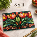 Colorful Floral Board, Tempered Glass Cutting and Charcuterie Tray
