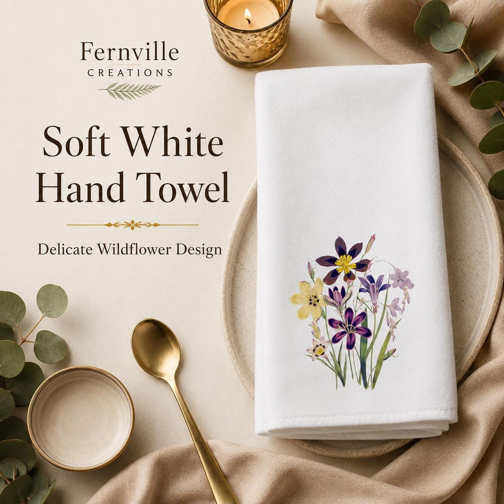 Wildflower Fingertip Towel, Floral Guest with Purple and Yellow Design