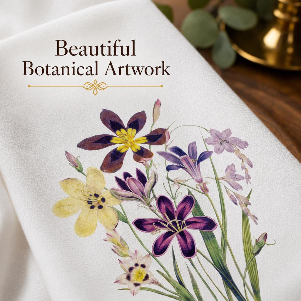 Wildflower Fingertip Towel, Floral Guest with Purple and Yellow Design