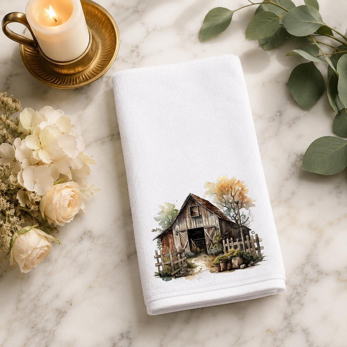 Rustic Barn Towel, Farmhouse Fingertip for Cozy Decor