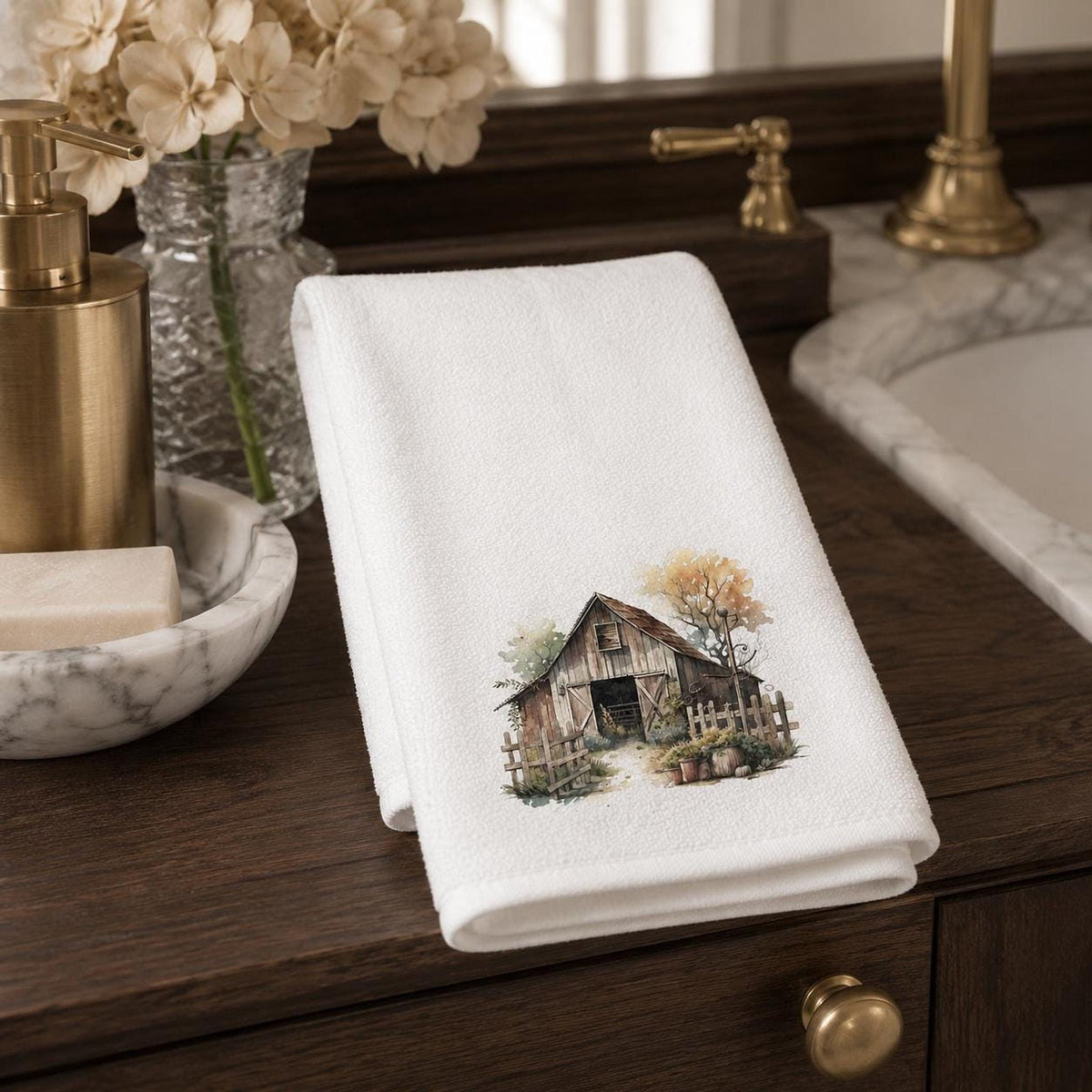 Rustic Barn Towel, Farmhouse Fingertip for Cozy Decor