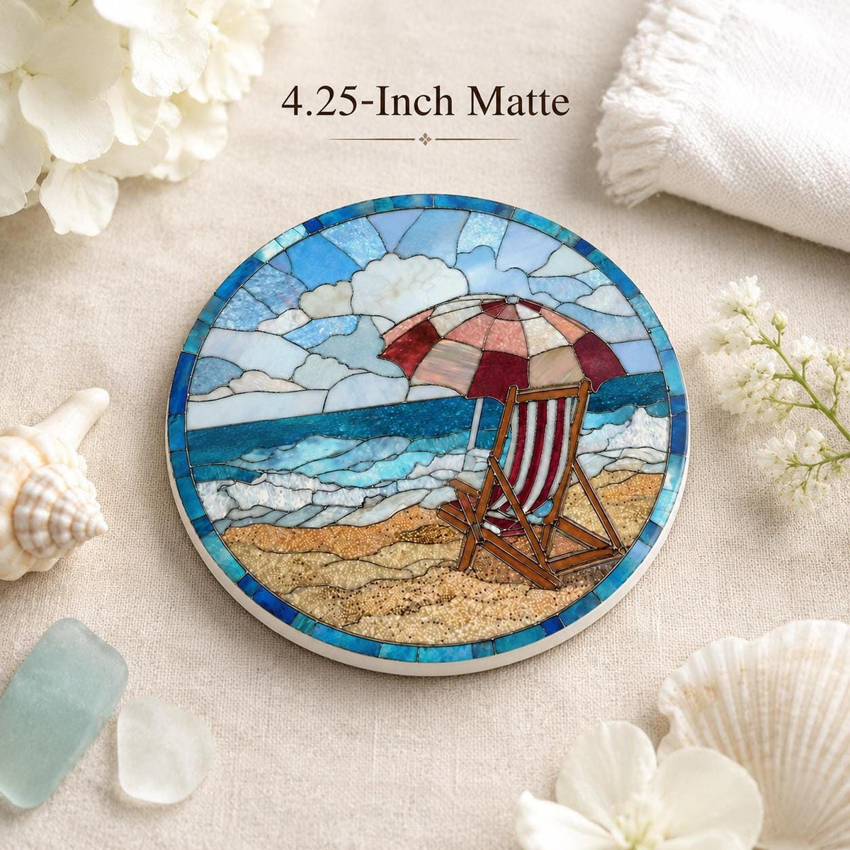 Beach Coaster with Chair Design, Ceramic Summer Decor