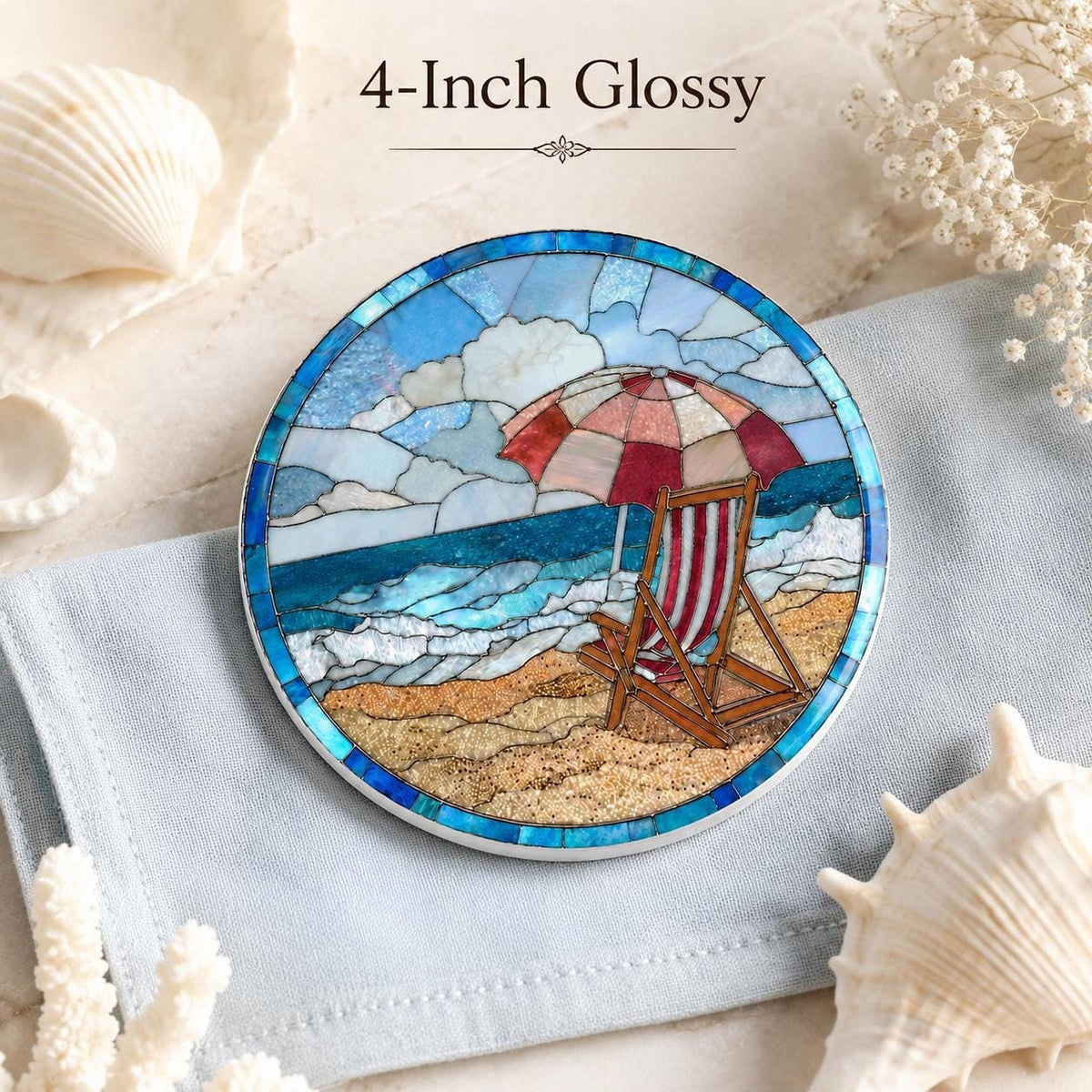 Beach Coaster with Chair Design, Ceramic Summer Decor