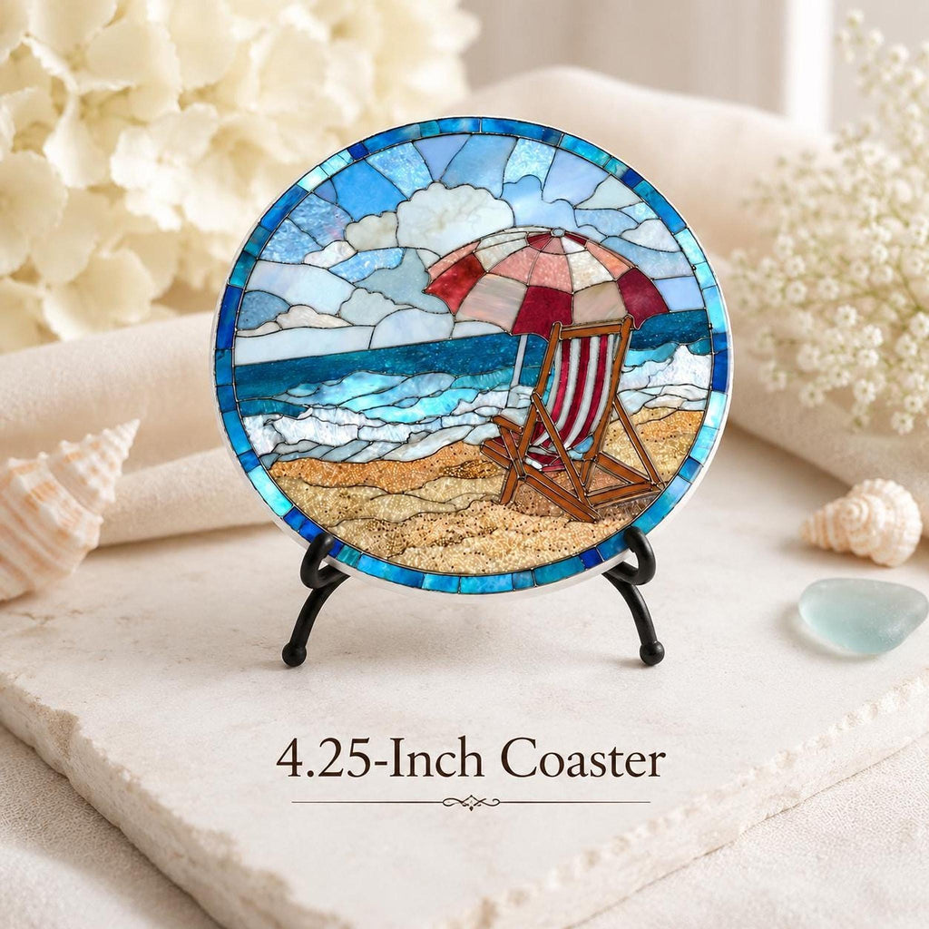Beach Coaster with Chair Design, Ceramic Summer Decor