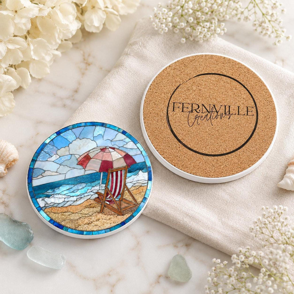 Beach Coaster with Chair Design, Ceramic Summer Decor