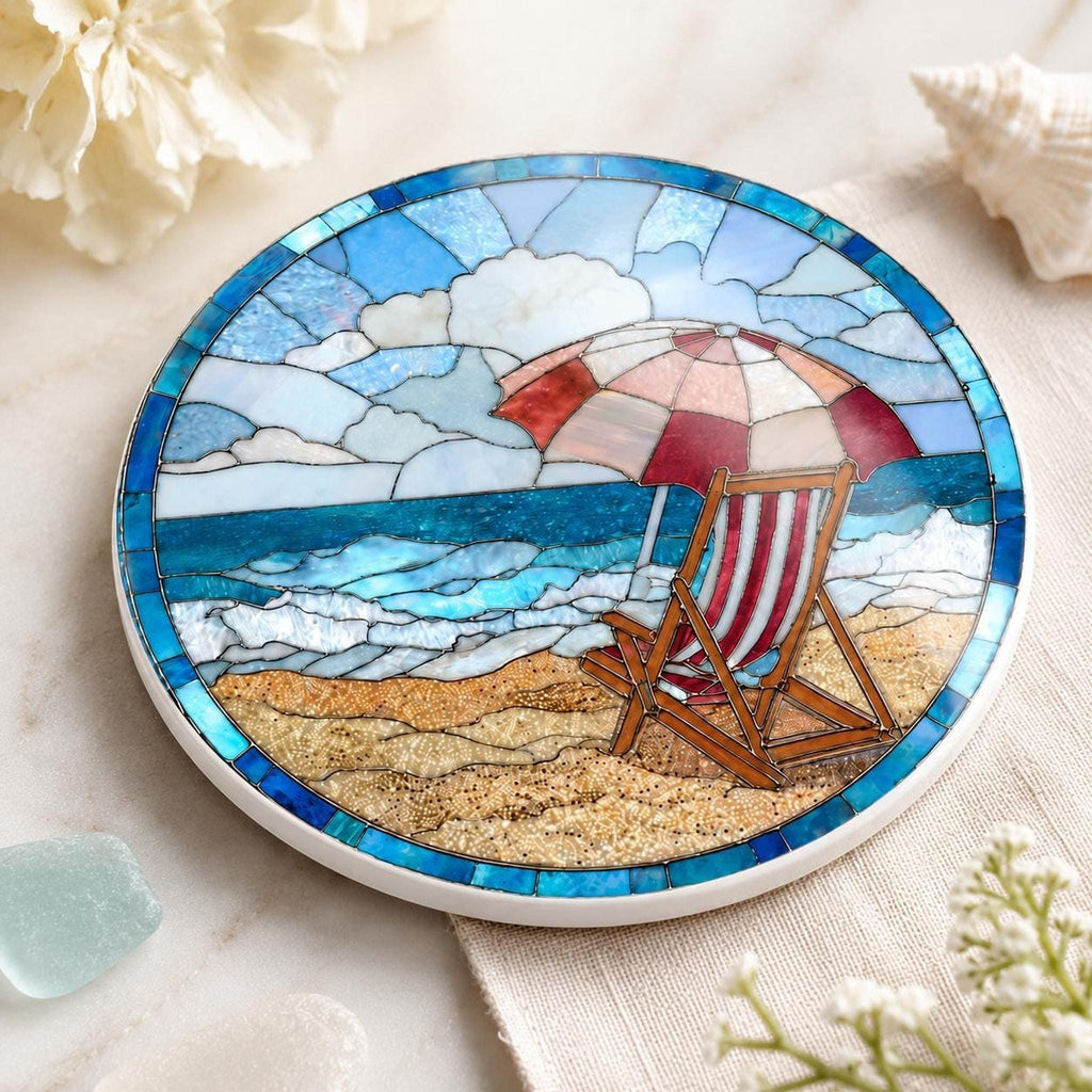 Beach Coaster with Chair Design, Ceramic Summer Decor