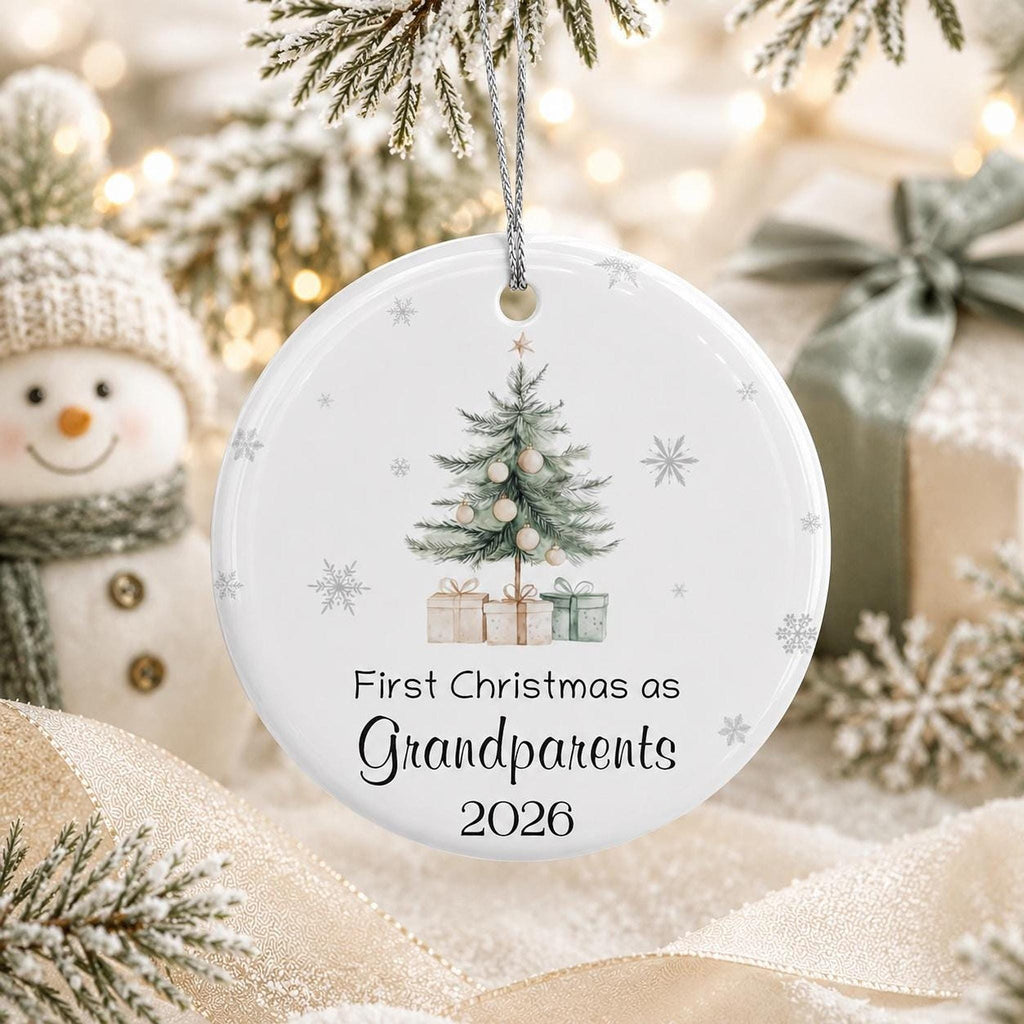 Grandparent Ornament, First Christmas as Ceramic Keepsake, Customizable Options Available