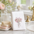 Pink Floral Towel, Elegant Fingertip for Powder Room Accent