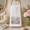 Easter Bunny Hand Towel, Whimsical Design with Pastel Floral Accents
