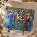 Wisteria Tempered Glass Board, Decorative Serving Tray with Floral Art