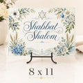 Challah Board with Shabbat Shalom Design, Tempered Glass Serving Tray