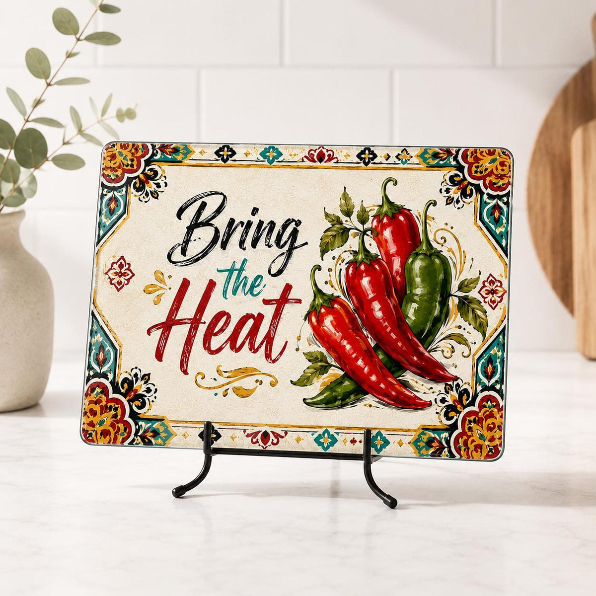 Chili Pepper Glass Cutting Board, Bring The Heat Charcuterie Tray