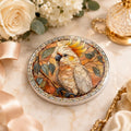 Cockatoo Ceramic Coaster, Bird Lover Gift, Leaded-Glass-Inspired Parrot Drink Mat