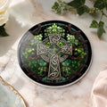 Celtic Coaster, Green Ceramic Drink Mat with Glossy or Matte Finish