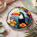Tropical Toucan Ceramic Coaster, Colorful Jungle Bird Design