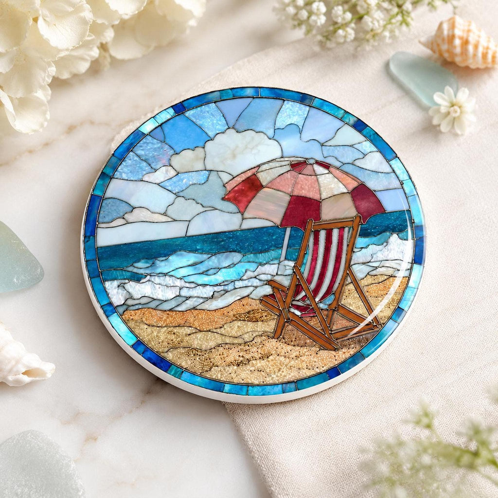 Beach Coaster with Chair Design, Ceramic Summer Decor