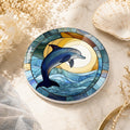 Dolphin Ceramic Coaster, Coastal Ocean Decor, Nautical Beach House Gift