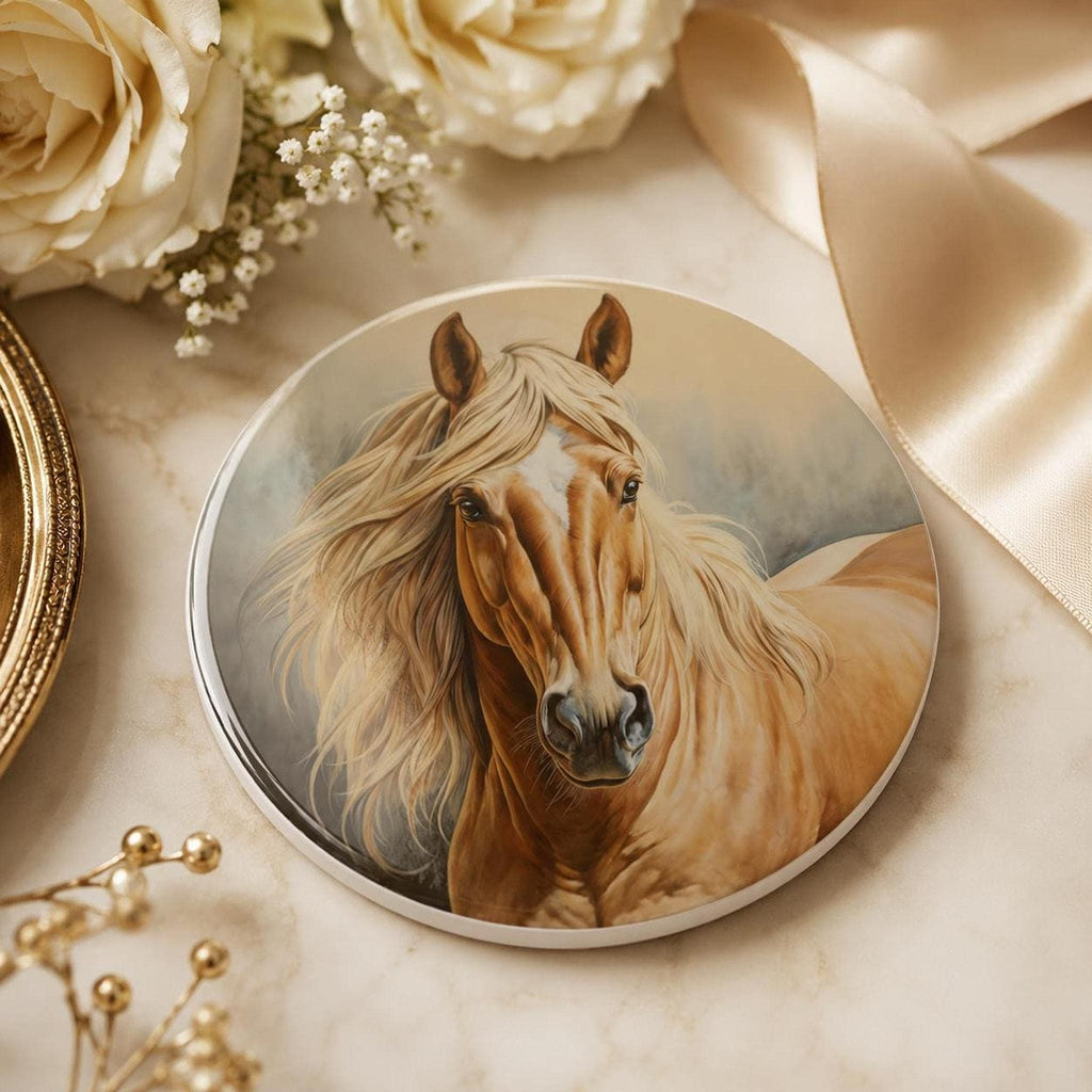Horse Coaster, Round Ceramic Drink Tile for Western Farmhouse Decor