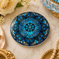 Blue Mandala Coaster, Ceramic Table Decor with Glossy or Matte Finish