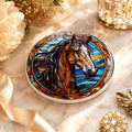 Horse Coaster, Round Ceramic with Art Glass Style Design