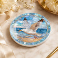 Seagull Coaster, Coastal Ceramic Art Design with Glossy Finish