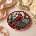 Cardinal Coaster, Vibrant Red Bird Design with Botanical Elements
