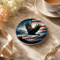 Patriotic Coaster with Eagle Design, American Flag Ceramic Drink