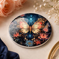 Butterfly Ceramic Coaster, Celestial Floral Decor, Garden Lover Gift, Elegant Home Accent