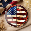 American Flag Ceramic Coaster, Patriotic Decor, Stars and Stripes Accent, USA Gift