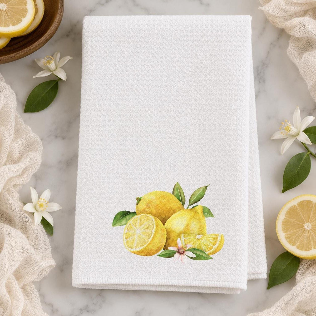 Lemon Kitchen Towel, 16 x 25-Inch Microfiber Waffle Weave