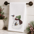 Snowman Kitchen Towel, Winter Bird Decor, Waffle Weave Dish Towel, Christmas Accent