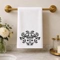 Elegant Damask Hand Towel, Black and White Bathroom Decor with Chic Design