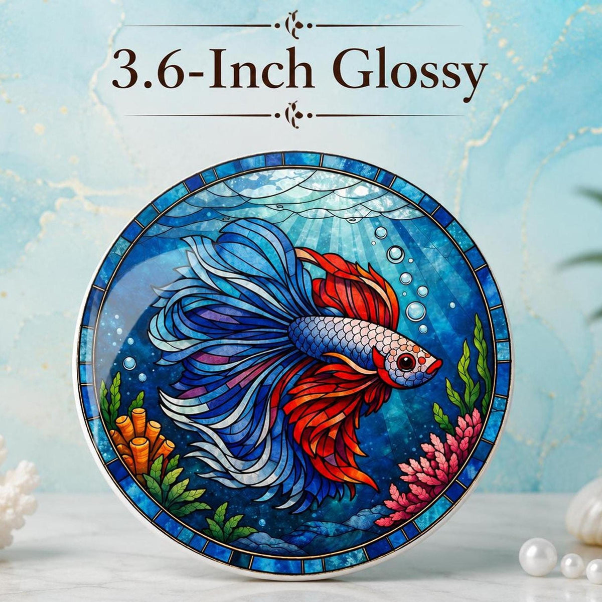 Betta Fish Coaster, Colorful Ceramic Drink for Lovers