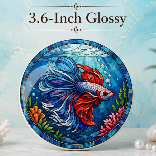 Betta Fish Coaster, Colorful Ceramic Drink for Lovers