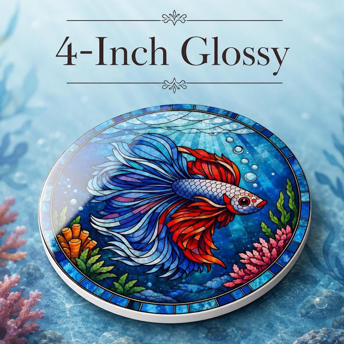 Betta Fish Coaster, Colorful Ceramic Drink for Lovers