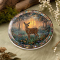 Deer Ceramic Coaster, Woodland Stained Glass Decor, Forest Wildlife Gift, Nature Home Accent